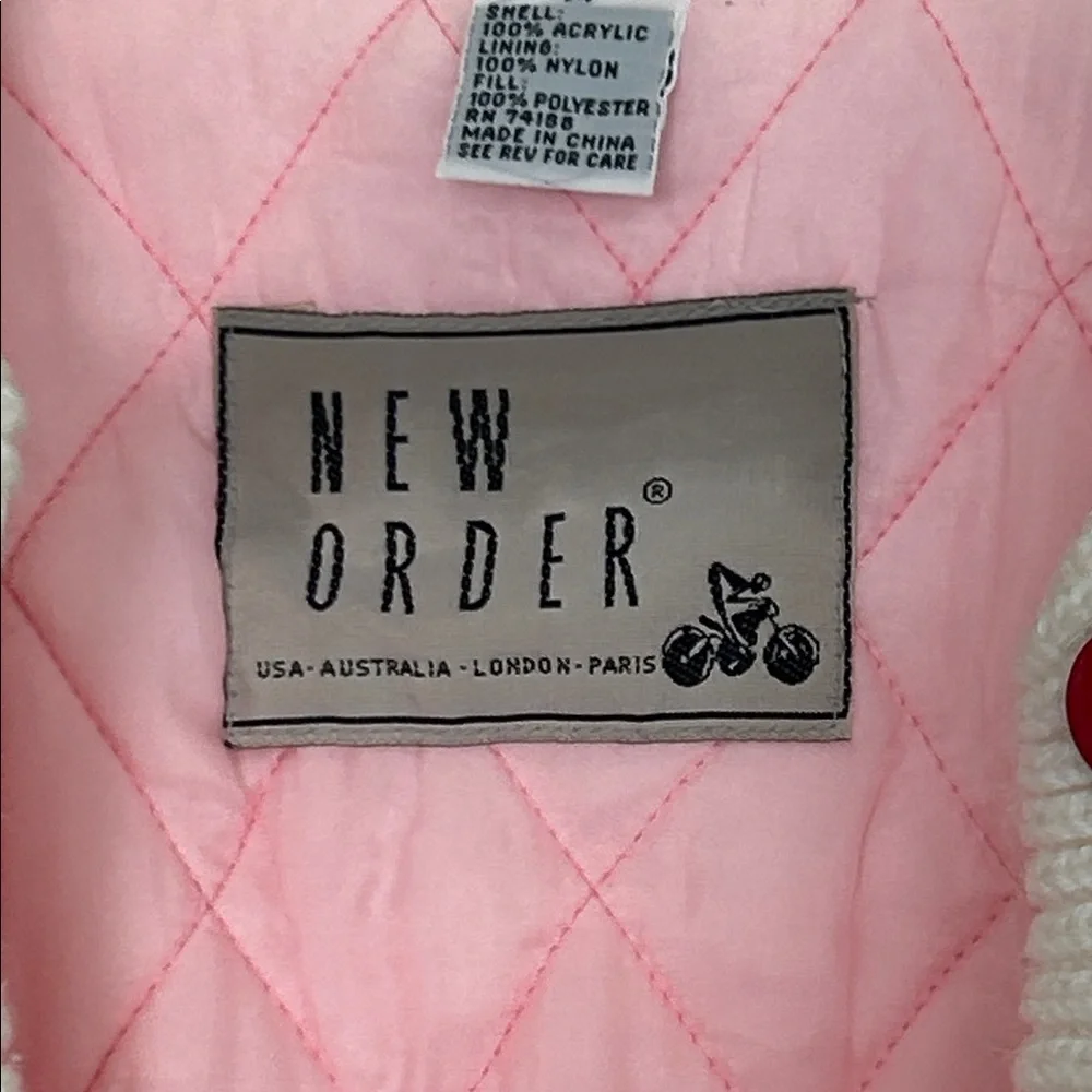 Vintage 90s New Order Pink Quilted Varsity Jacket Kids M Stoney Clover Vibes